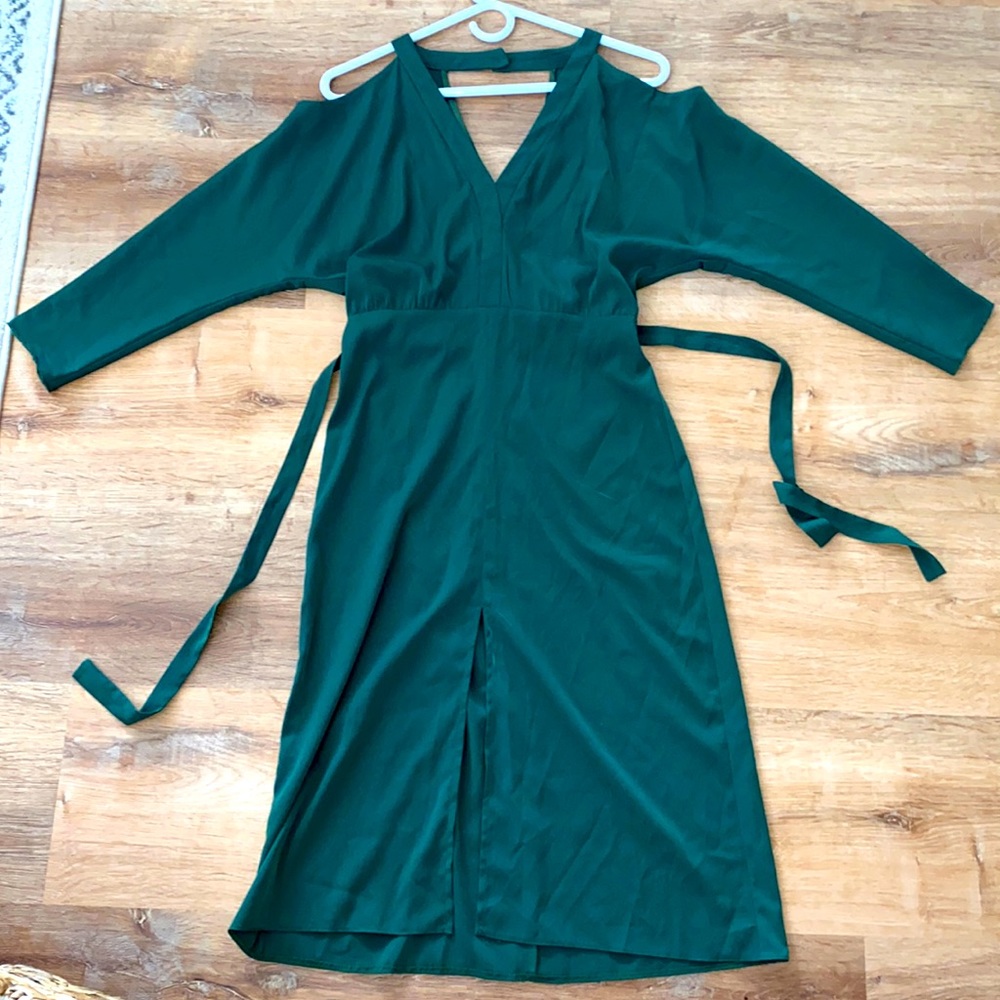 Top Shop emerald green midi length dress